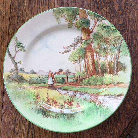 Vintage Royal Doulton Decorative Plate. Scenic Countryside - Lady By River And Trees