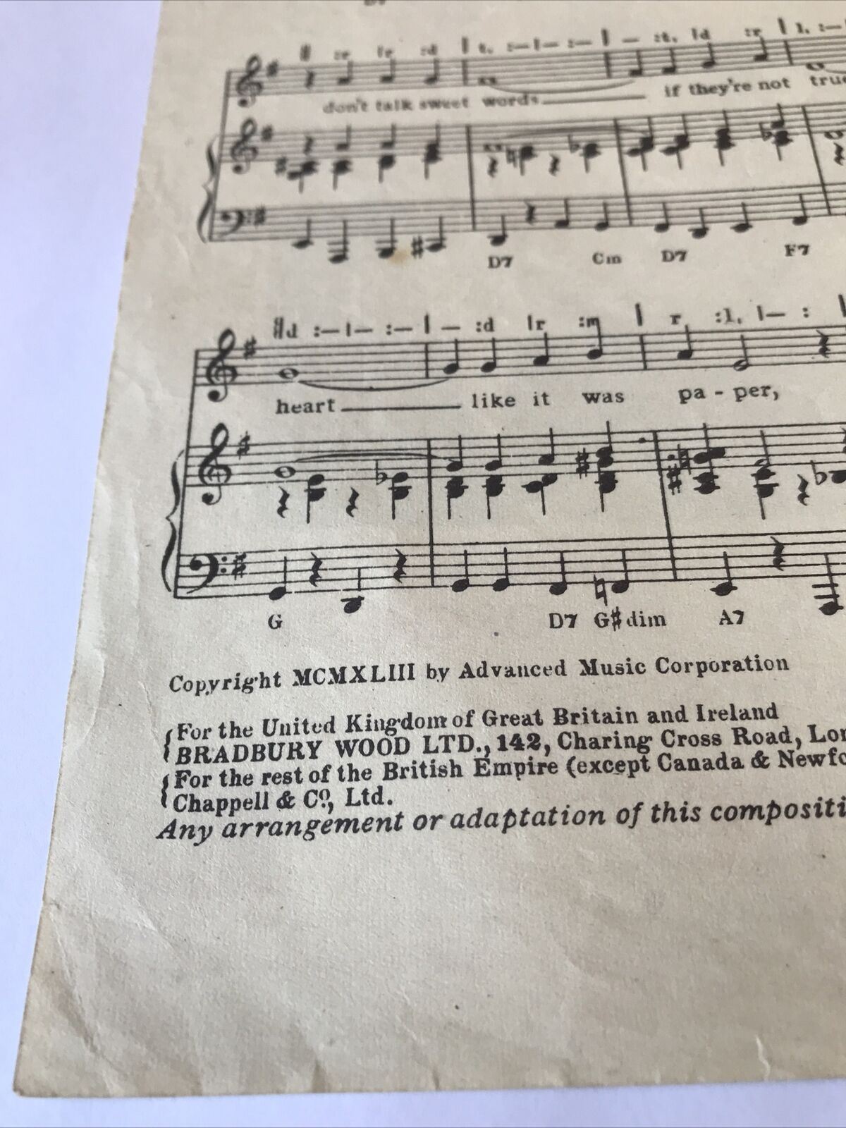 Vintage Sheet Music Don’t Sweetheart Me Eric Winstone Cliff Friend Memorabilia