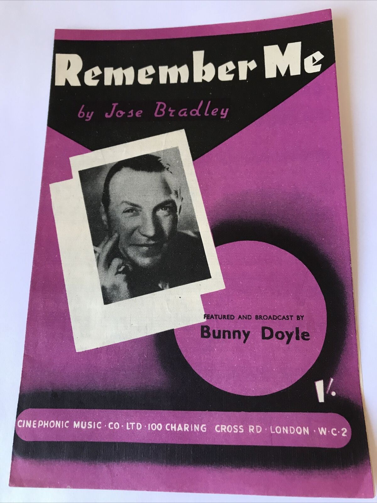 Vintage Sheet Music Remember Me Jose Bradley Bunny Doyle 1940s 1945 WWII