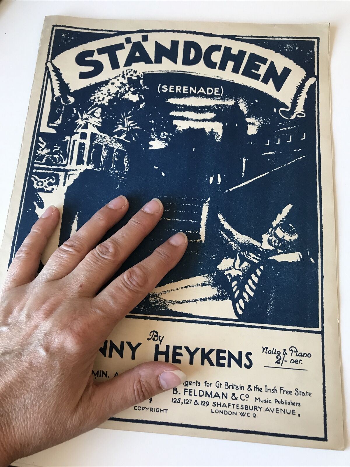 Vintage Sheet Music Ständchen Serenade Jonny Heykins Violin  Piano 1928 1920s