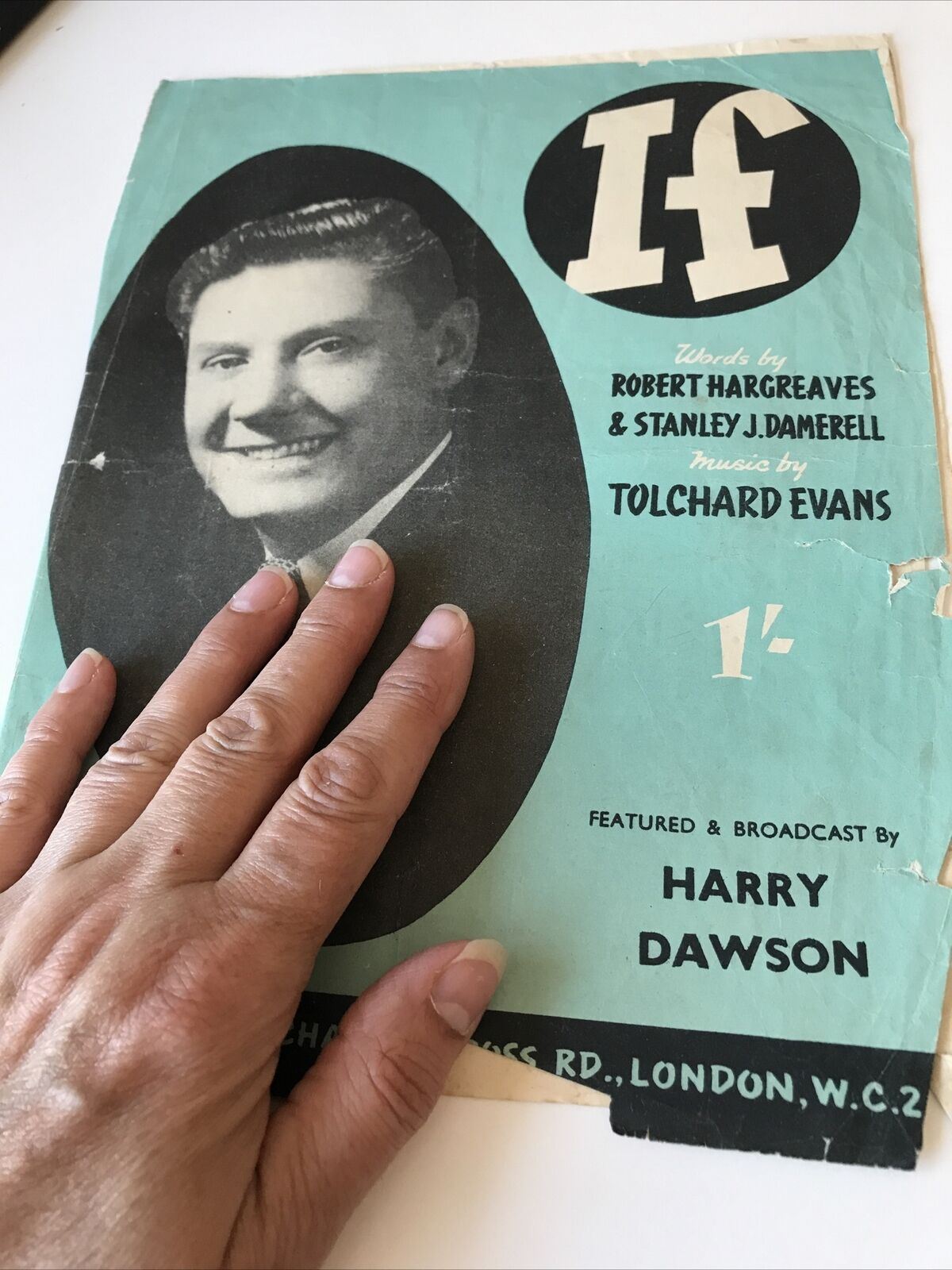 Vintage Sheet Music ‘If’ Harry Dawson Robert Hargreaves Tolchard Evans DAMAGED