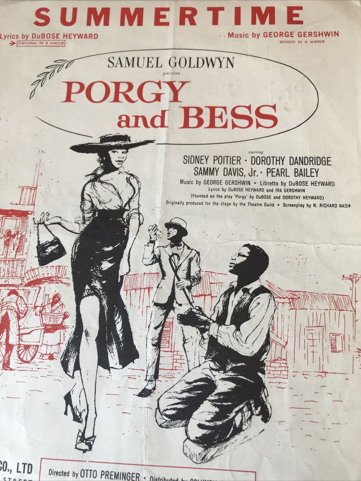 Vintage Sheet Music Summertime Porgy & Bess Sidney Poitier Gershwin Memorabilia