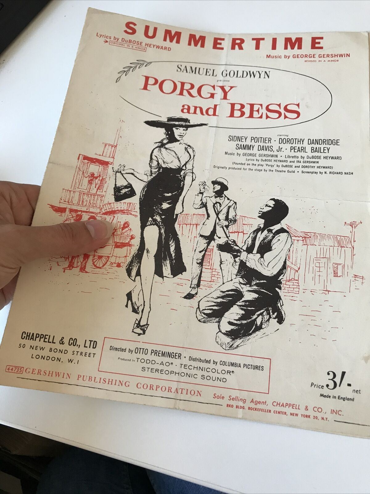 Vintage Sheet Music Summertime Porgy & Bess Sidney Poitier Gershwin Memorabilia