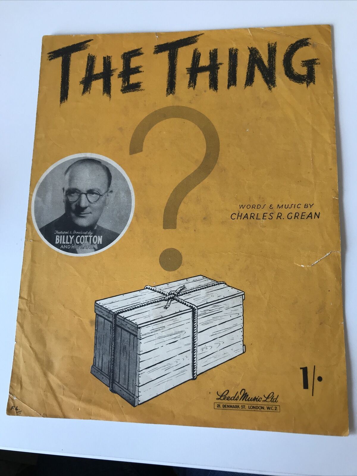 THE THING Vintage Sheet Music Billy Cotton Band Charles R Grean Humorous Song