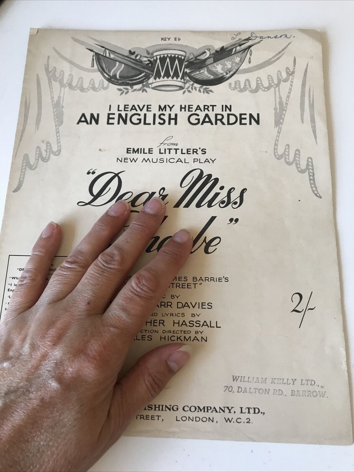 Vintage Sheet Music. ‘Dear Miss Phoebe’ Memorabilia An English Garden 1950 Emile