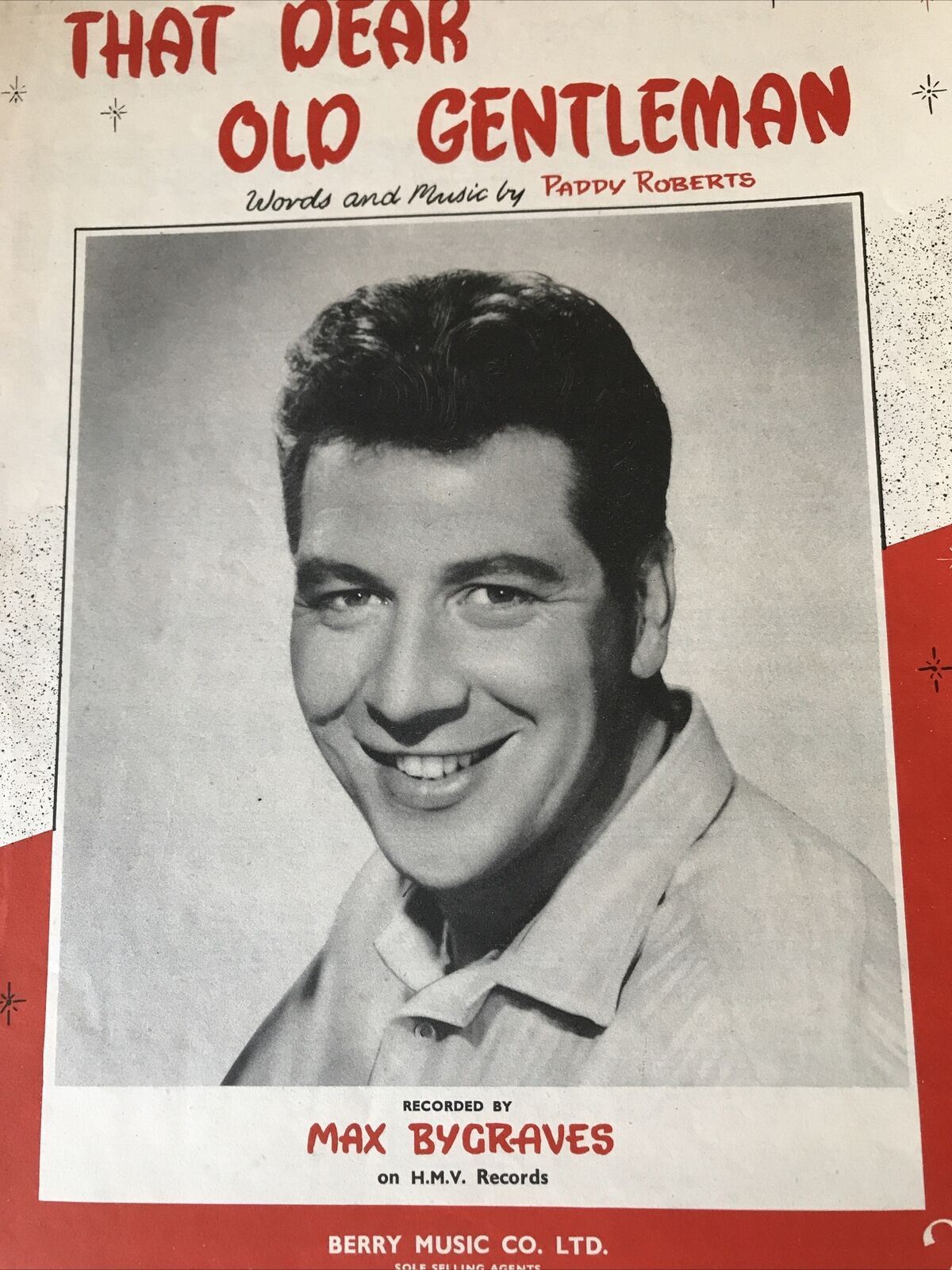 Vintage Sheet Music MAX BYGRAVES That Dear Old Gentleman Paddy Roberts 1956 50s