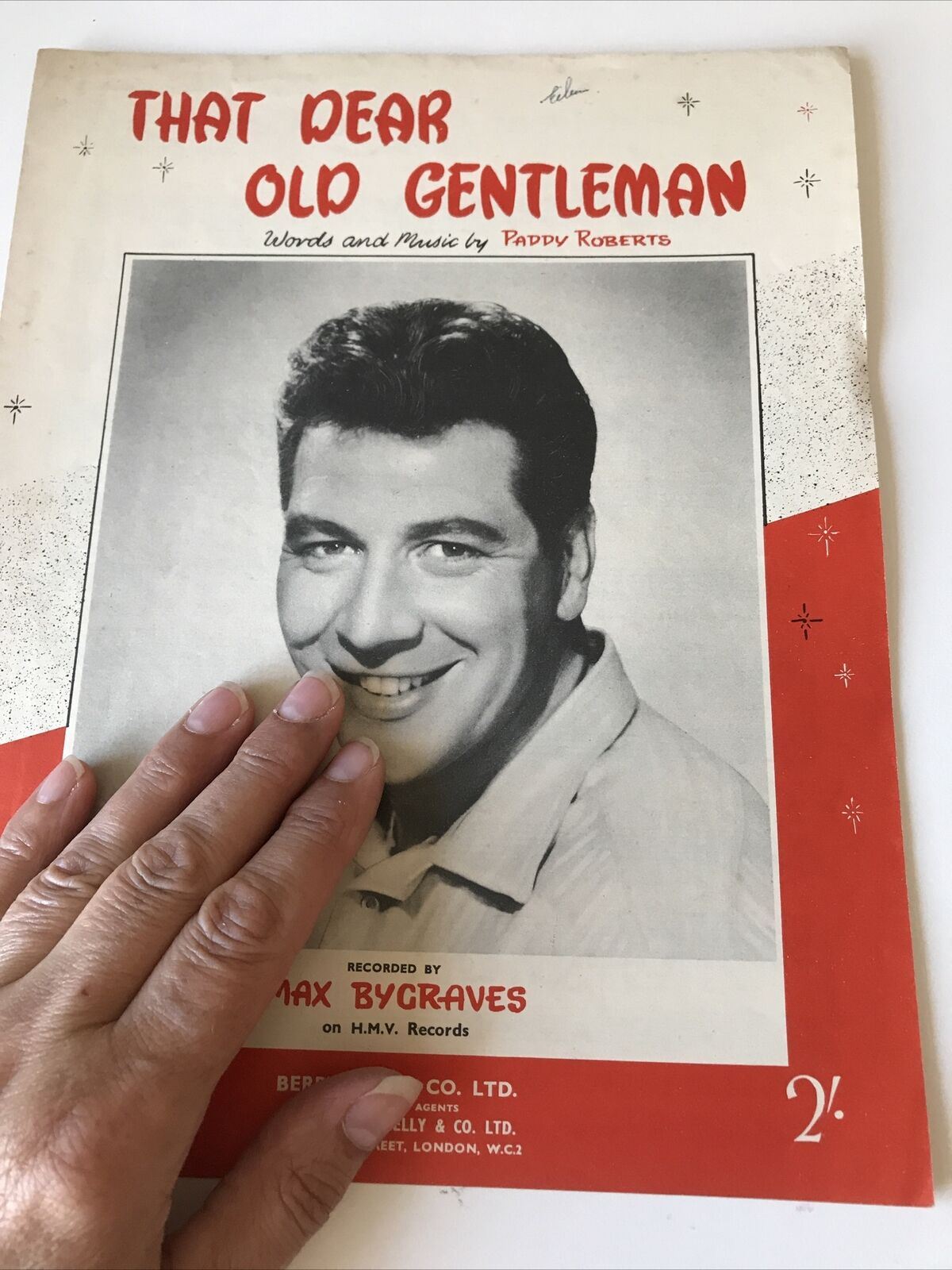 Vintage Sheet Music MAX BYGRAVES That Dear Old Gentleman Paddy Roberts 1956 50s