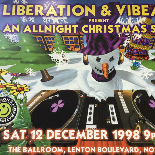 90s Y2K RAVE MEMORABILIA LIBERATION VIBEALITE Flyer CHRISTMAS 1998 NOTTINGHAM