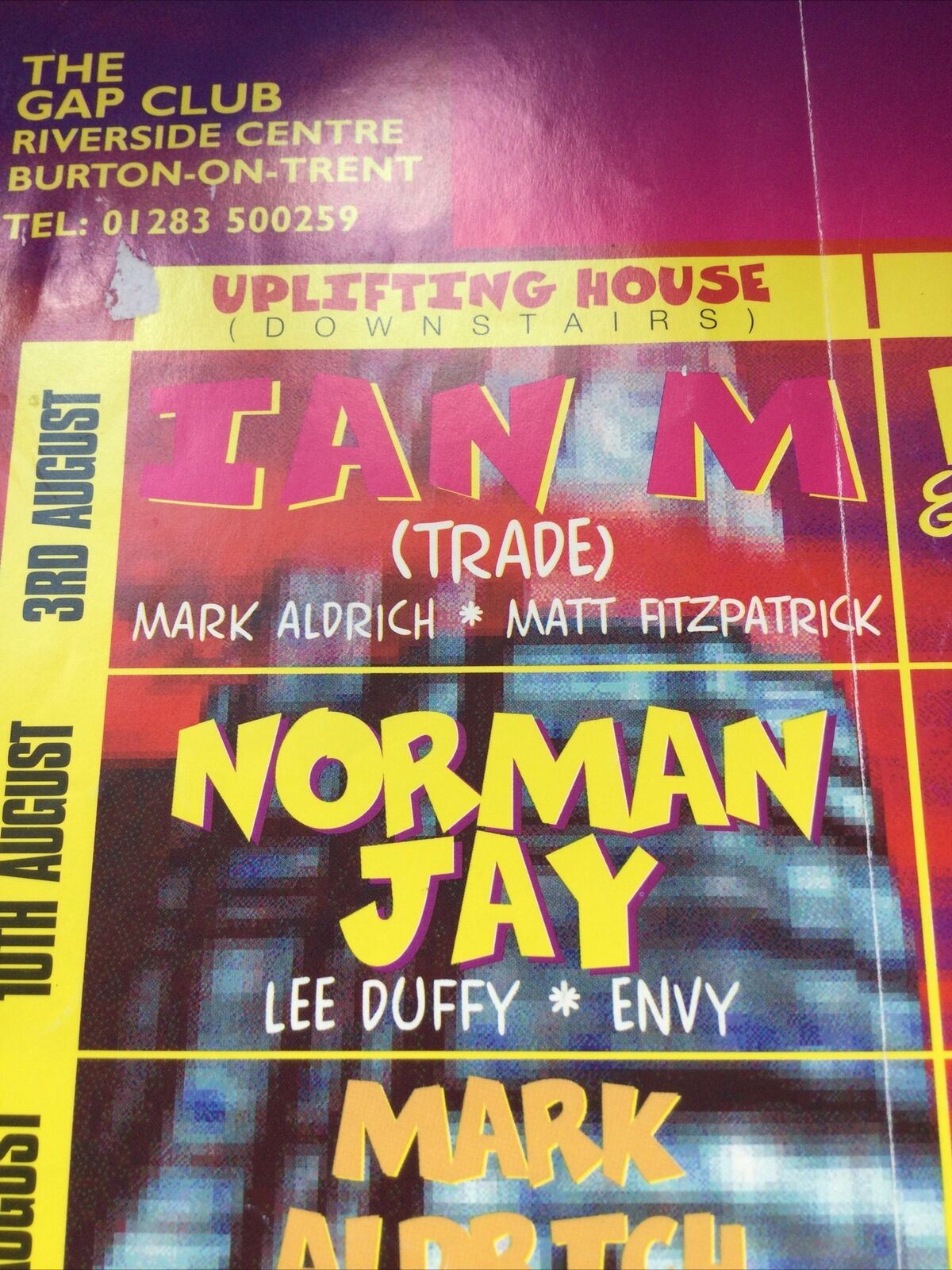 90s Y2K RAVE MEMORABILIA KICK The Gap Club BURTON ON TRENT Flyer MARCH 1996 HOUSE IAN M