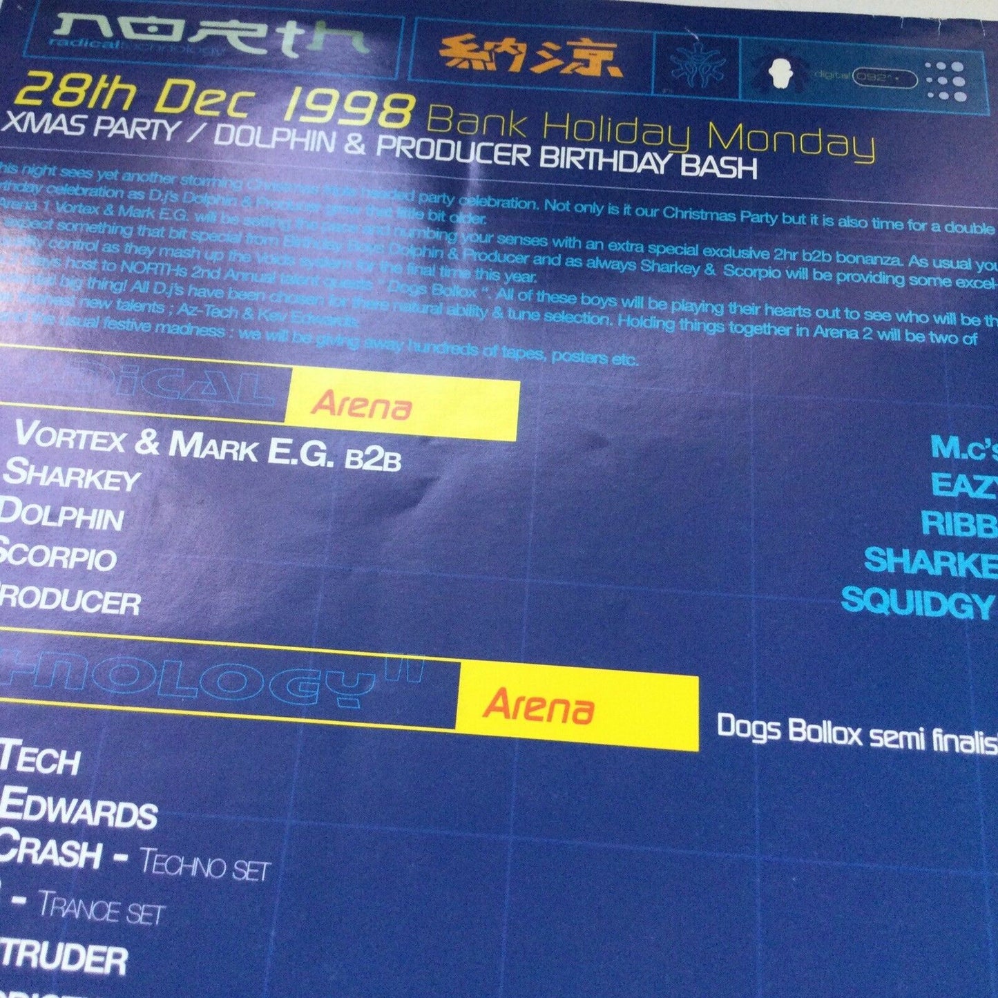 90s Y2K RAVE MEMORABILIA NORTH THE VOID STOKE ON TRENT Flyer DEC 98 Jan 99 XMAS