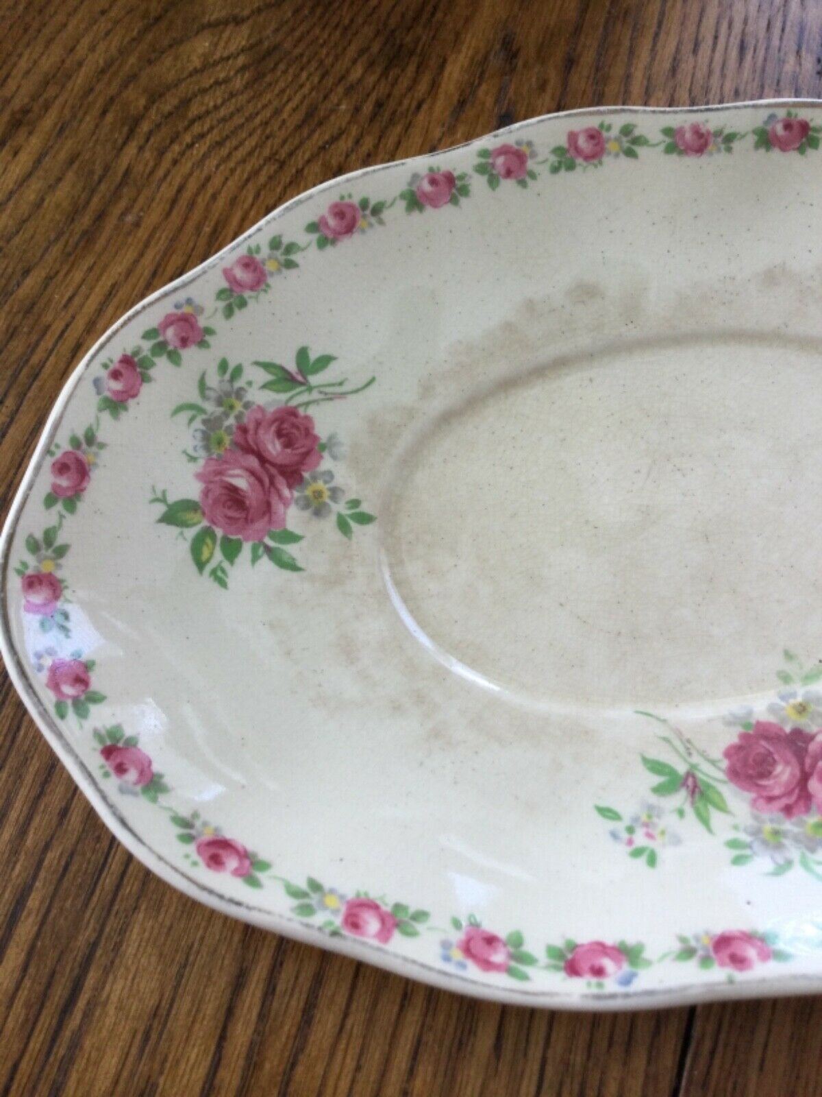 Vintage Wedgwood Harmony Rose Gravy Jug Saucer (Jug Not Included) Spare oval dish