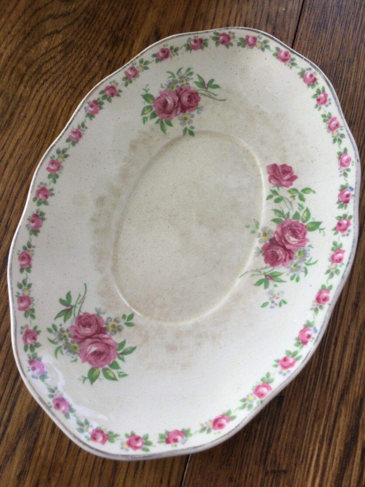 Vintage Wedgwood Harmony Rose Gravy Jug Saucer (Jug Not Included) Spare oval dish