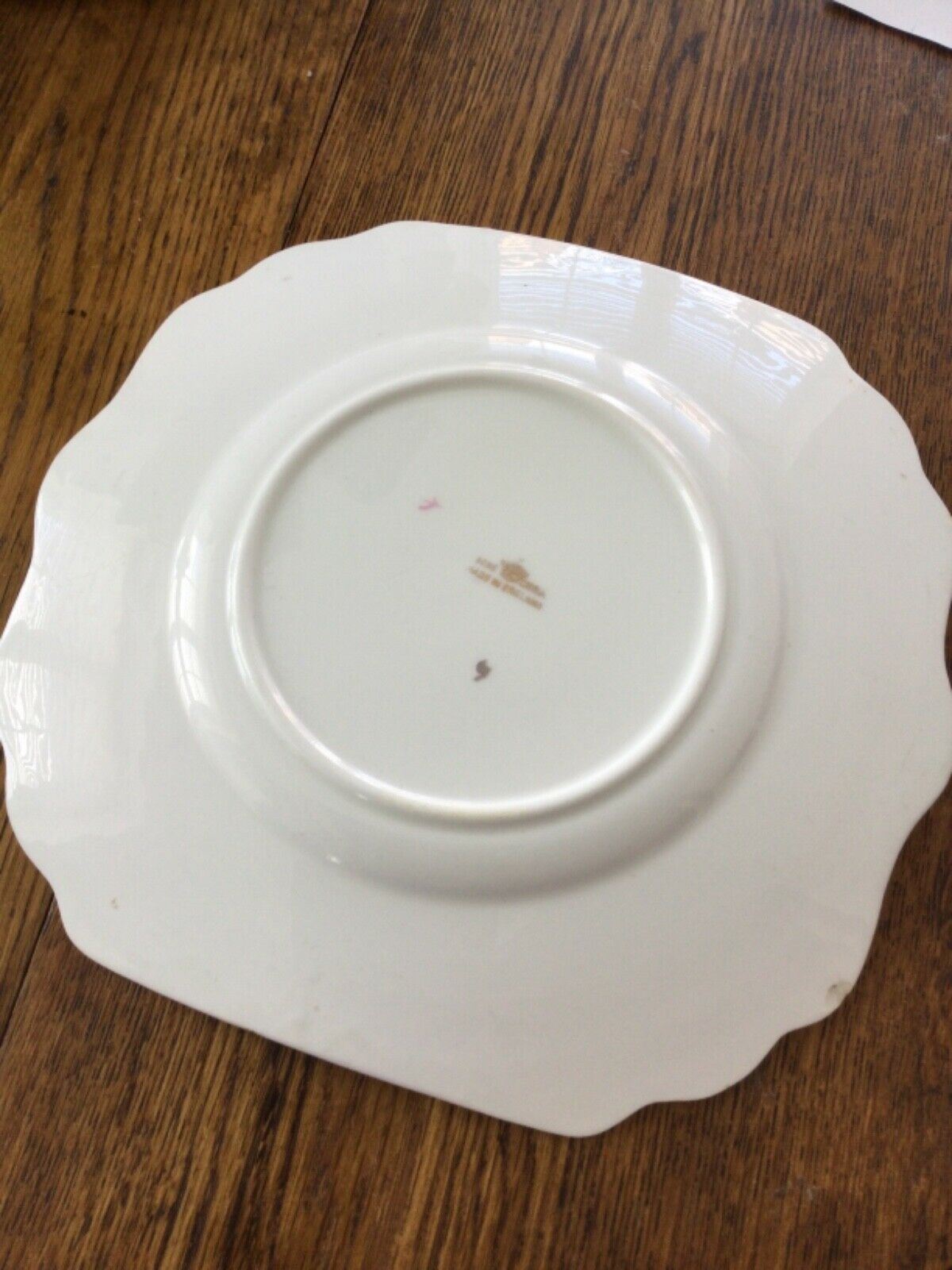 Pretty vintage pink and white square floral plate. English bone china. Apple/ cherry blossom.