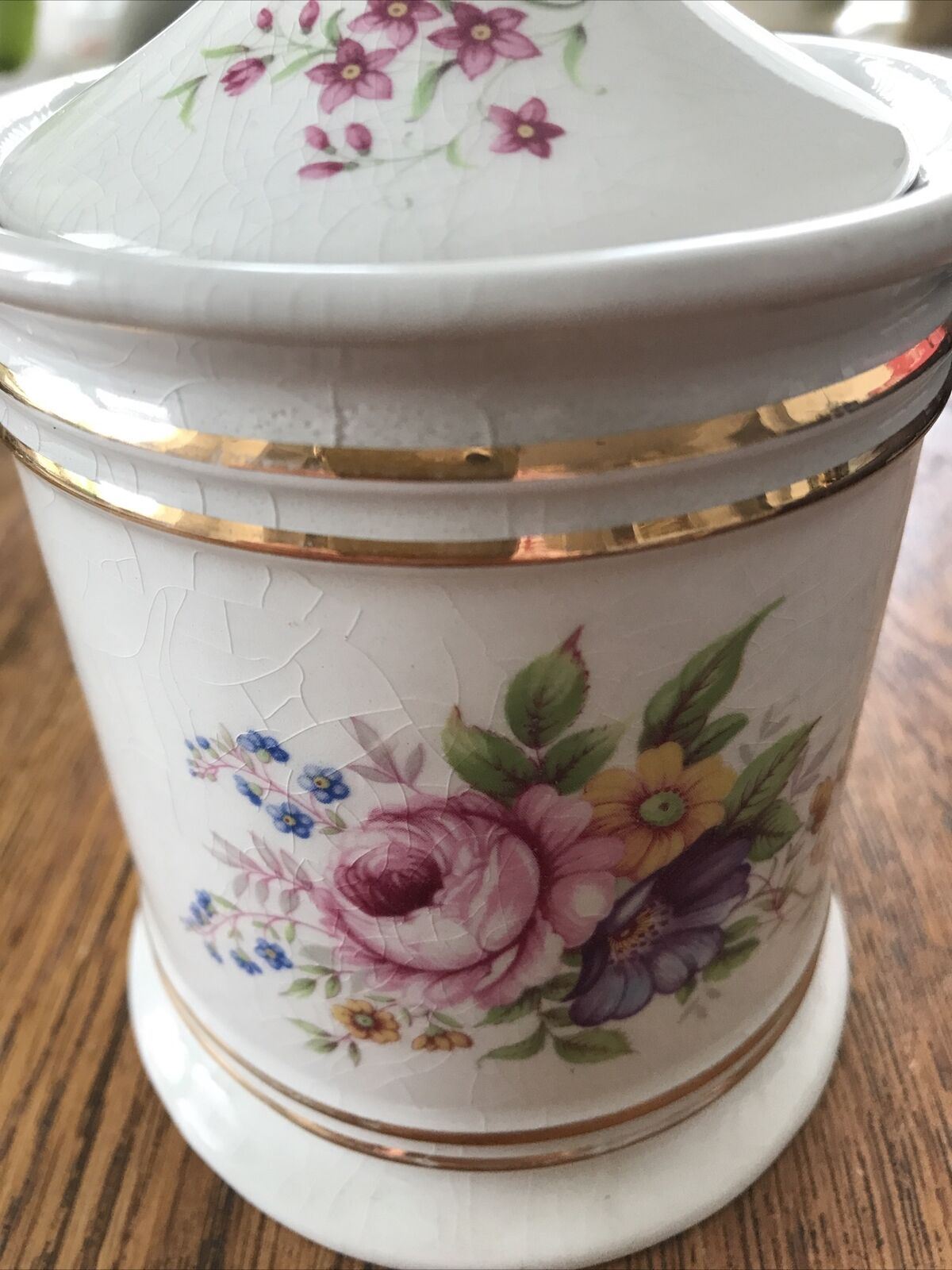 James Kent Old Foley Pot With Lid Lidded Floral Roses Pretty Jar Trinket Pot for bathroom