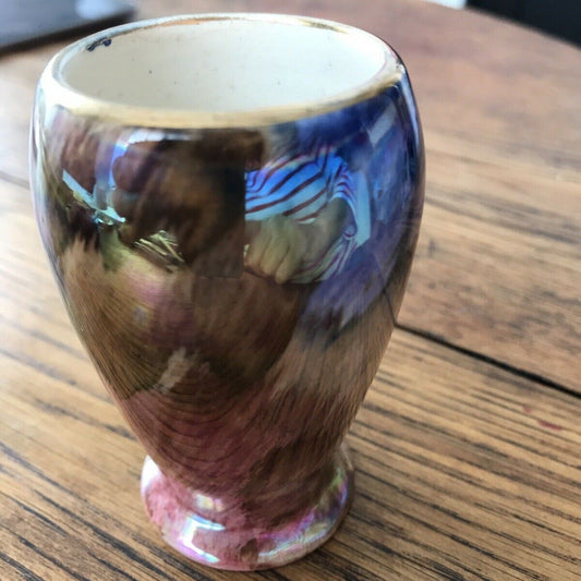 Small Bud Vase - Lustre Ware - Jewel Colours - Oldcourt Ware -  Hand painted 8cm Gold Rim Shiny