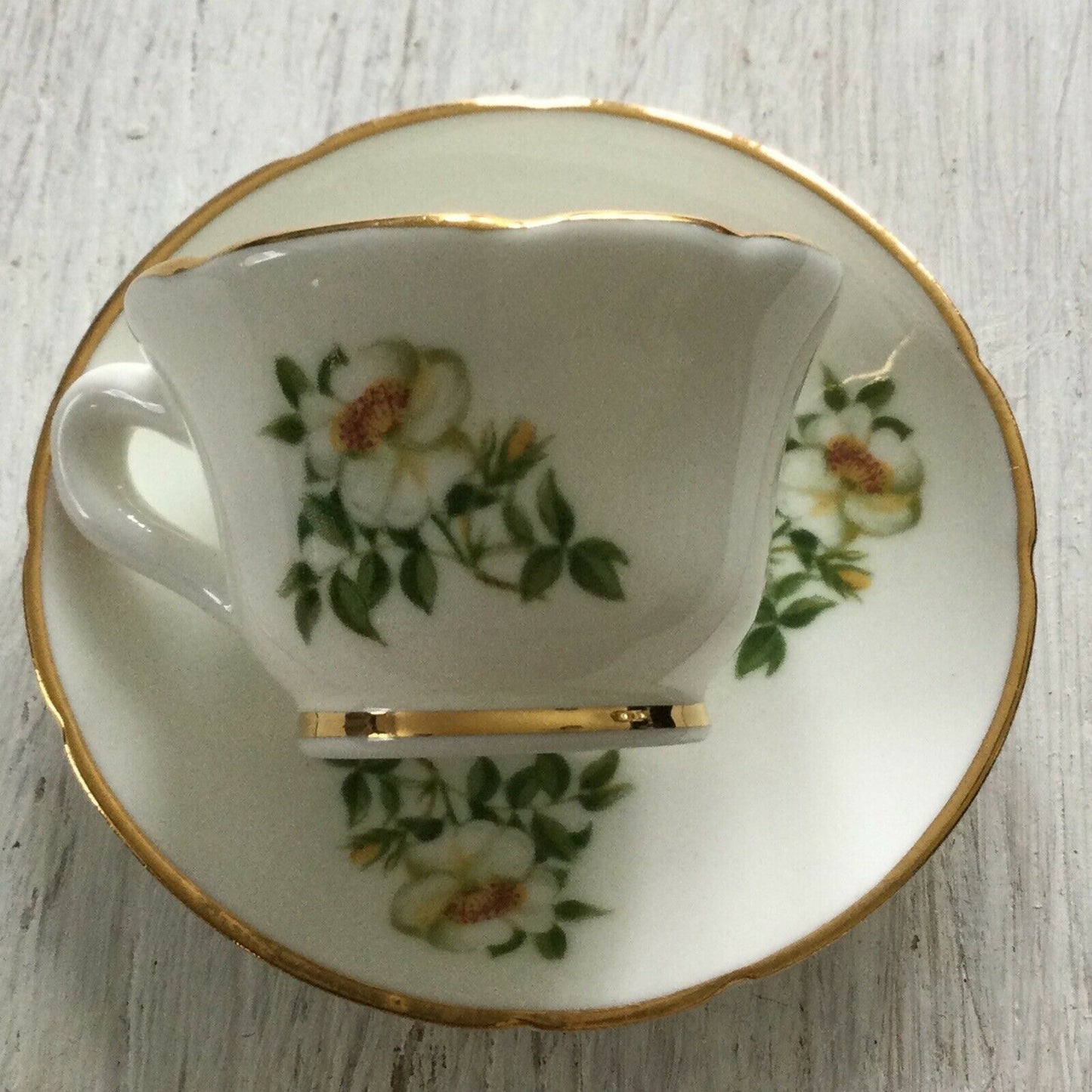 National Trust Miniature Cup And Saucer Oakley China Dog Rose Design Wild Rose