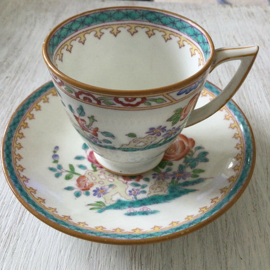 MINTONS Vintage Collectable Bone China Espresso Turkish Coffee Cup and Saucer with floral design