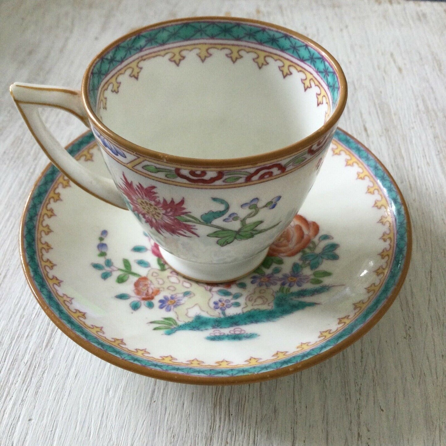 MINTONS Vintage Collectable Bone China Espresso Turkish Coffee Cup and Saucer with floral design