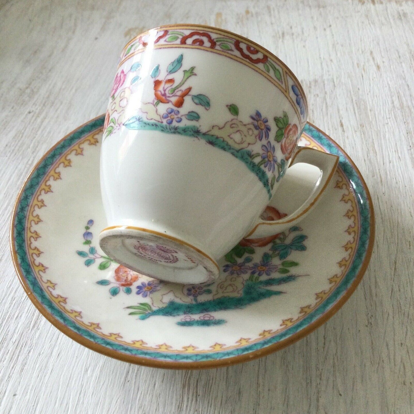 MINTONS Vintage Collectable Bone China Espresso Turkish Coffee Cup and Saucer with floral design