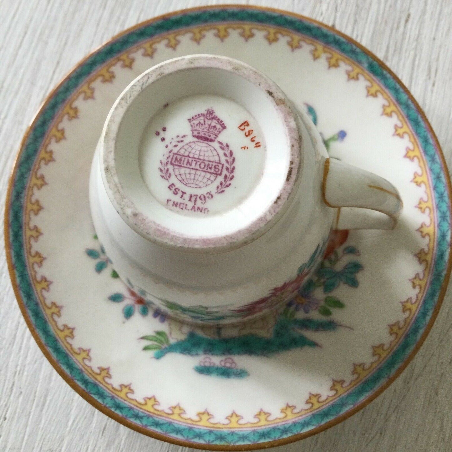 MINTONS Vintage Collectable Bone China Espresso Turkish Coffee Cup and Saucer with floral design