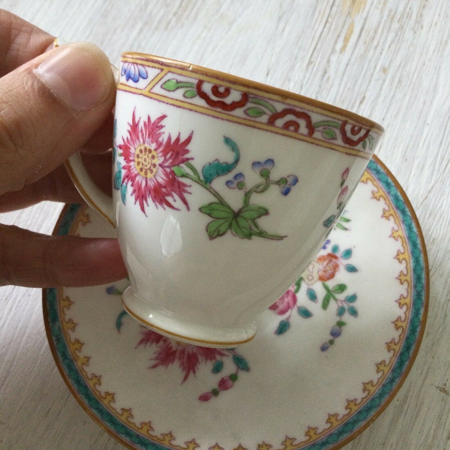 MINTONS Vintage Collectable Bone China Espresso Turkish Coffee Cup and Saucer with floral design