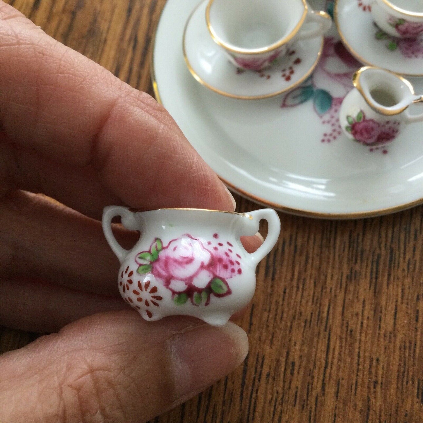 Pretty Miniature China Coffee Set - Tray Pot Sugar Bowl Creamer 2 X Cups Saucers. Daniel Fankhauser THUN china