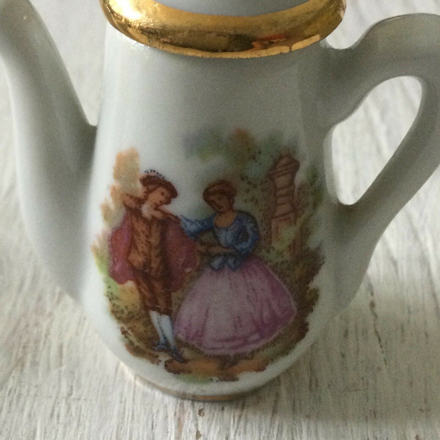 Vintage China Meissnel Limoges Miniature French Teapot And Coffee Pot. Lid Missing From Teapot