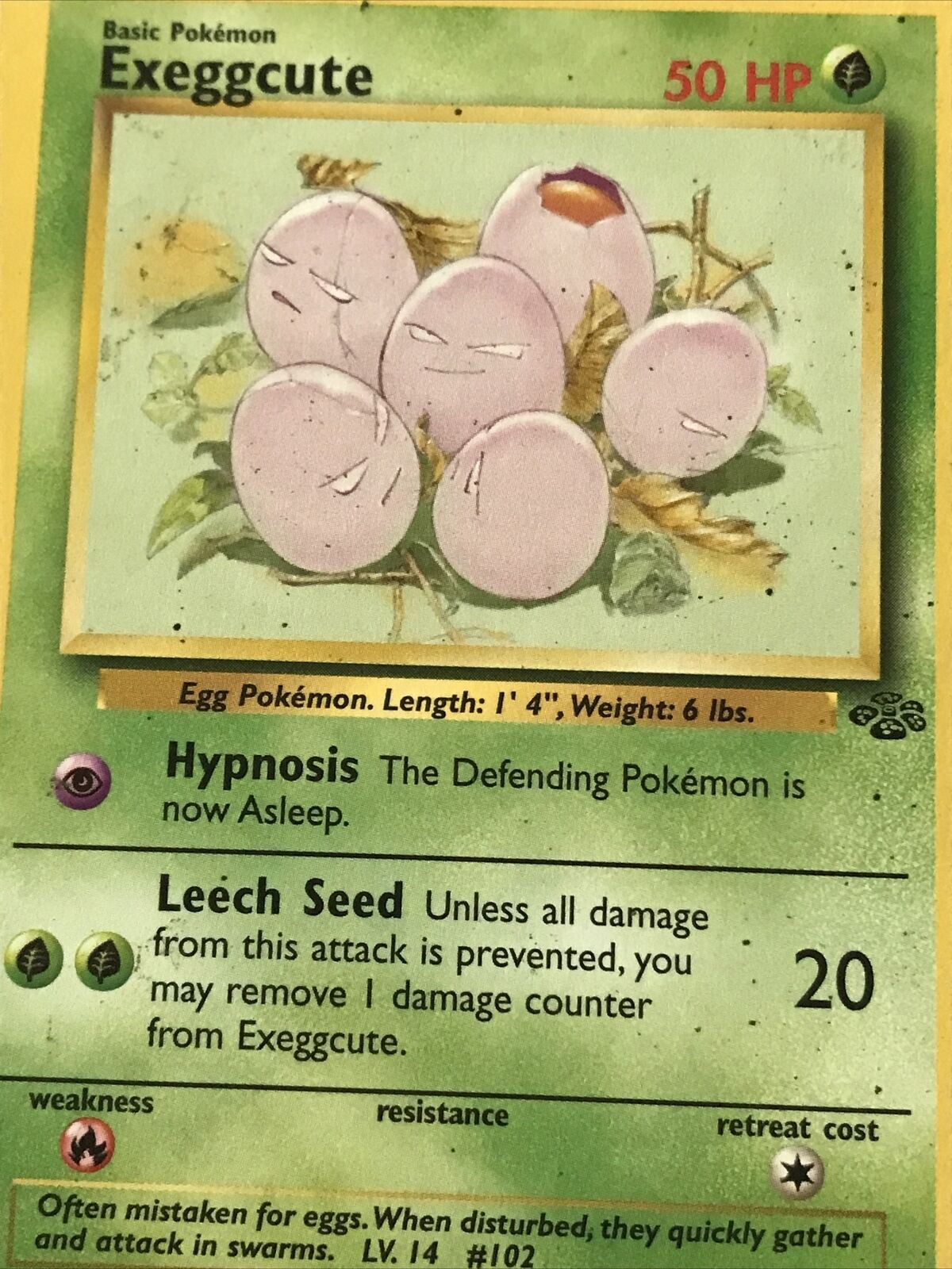 Vintage Pokemon Card 1999 EXEGGCUTE  52/64 Basic HP50 Egg Played