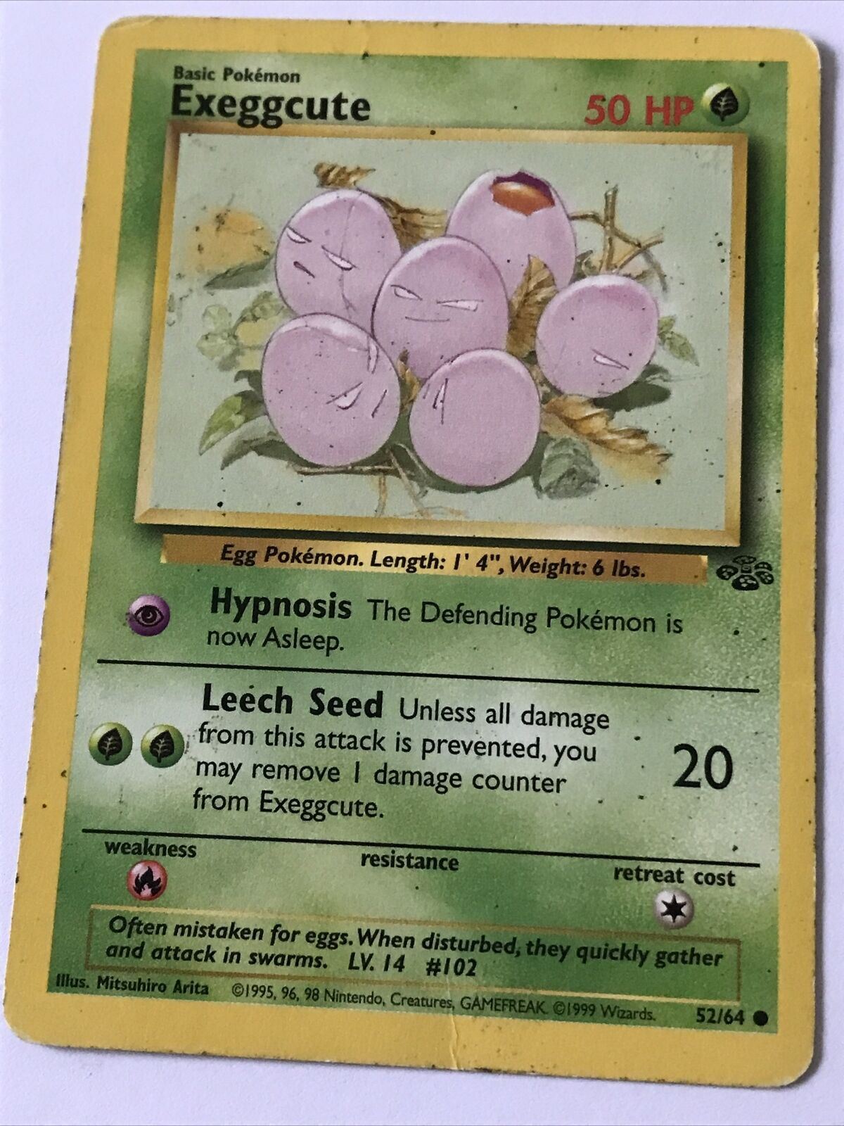 Vintage Pokemon Card 1999 EXEGGCUTE  52/64 Basic HP50 Egg Played