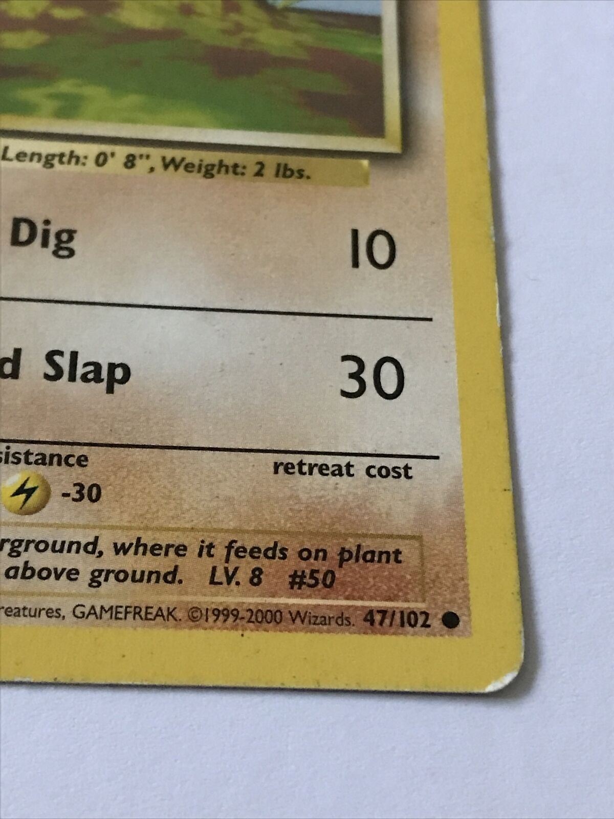 Vintage Pokemon Card 1999 DIGLETT 47/102 Basic HP30 Played Mole