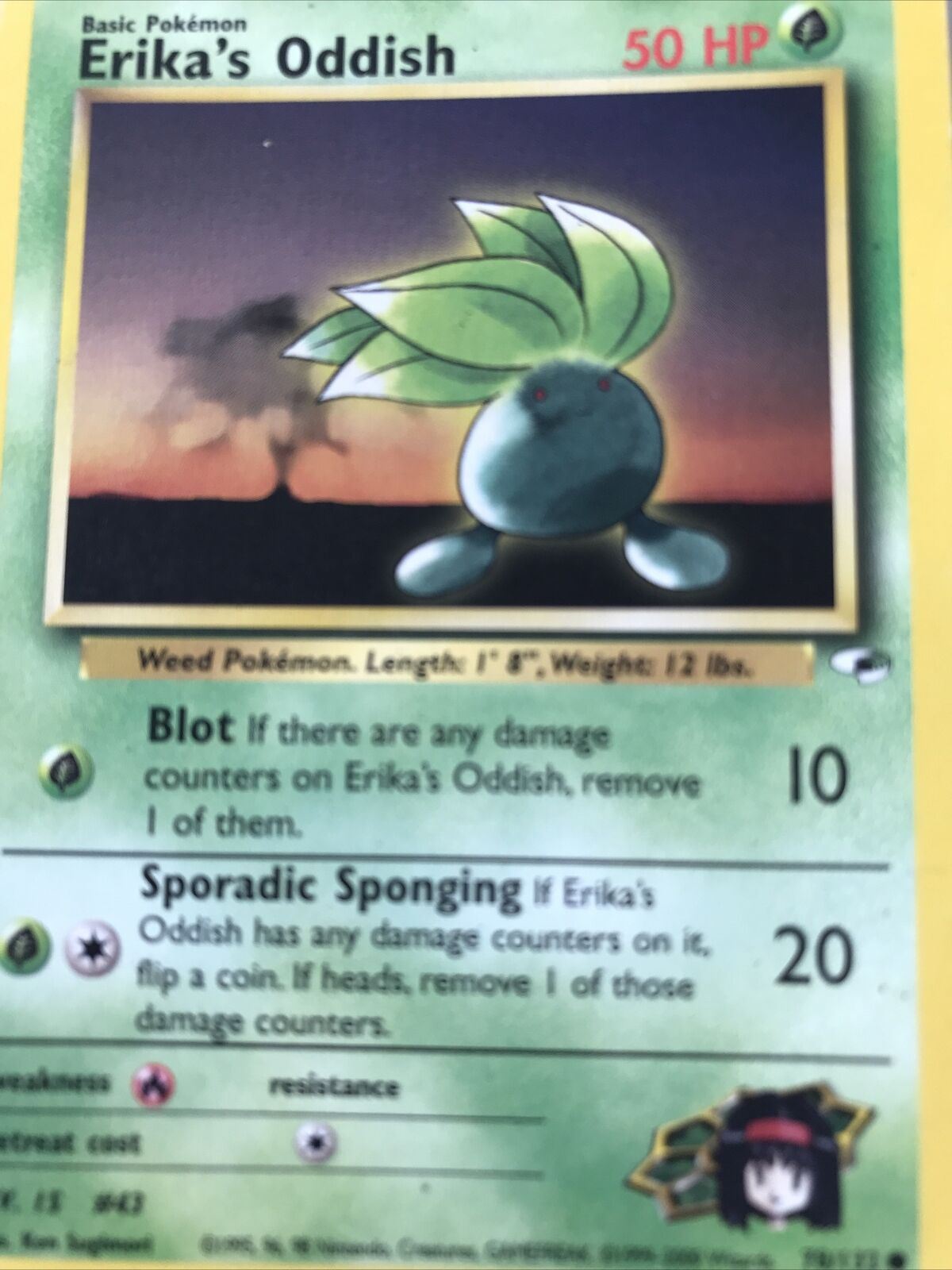 Vintage Pokemon card ERICA’S ODDISH 78/132 Wizards 1999 - 2000 Played