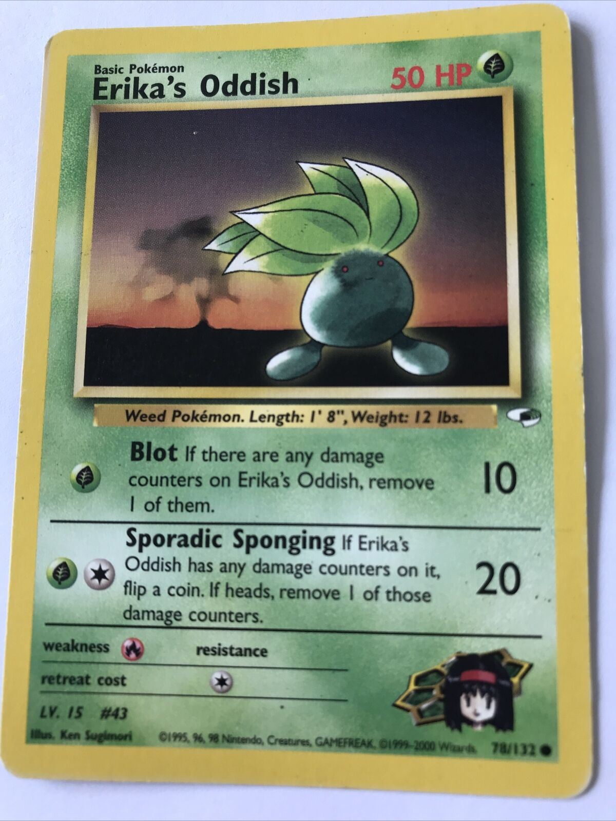 Vintage Pokemon card ERICA’S ODDISH 78/132 Wizards 1999 - 2000 Played