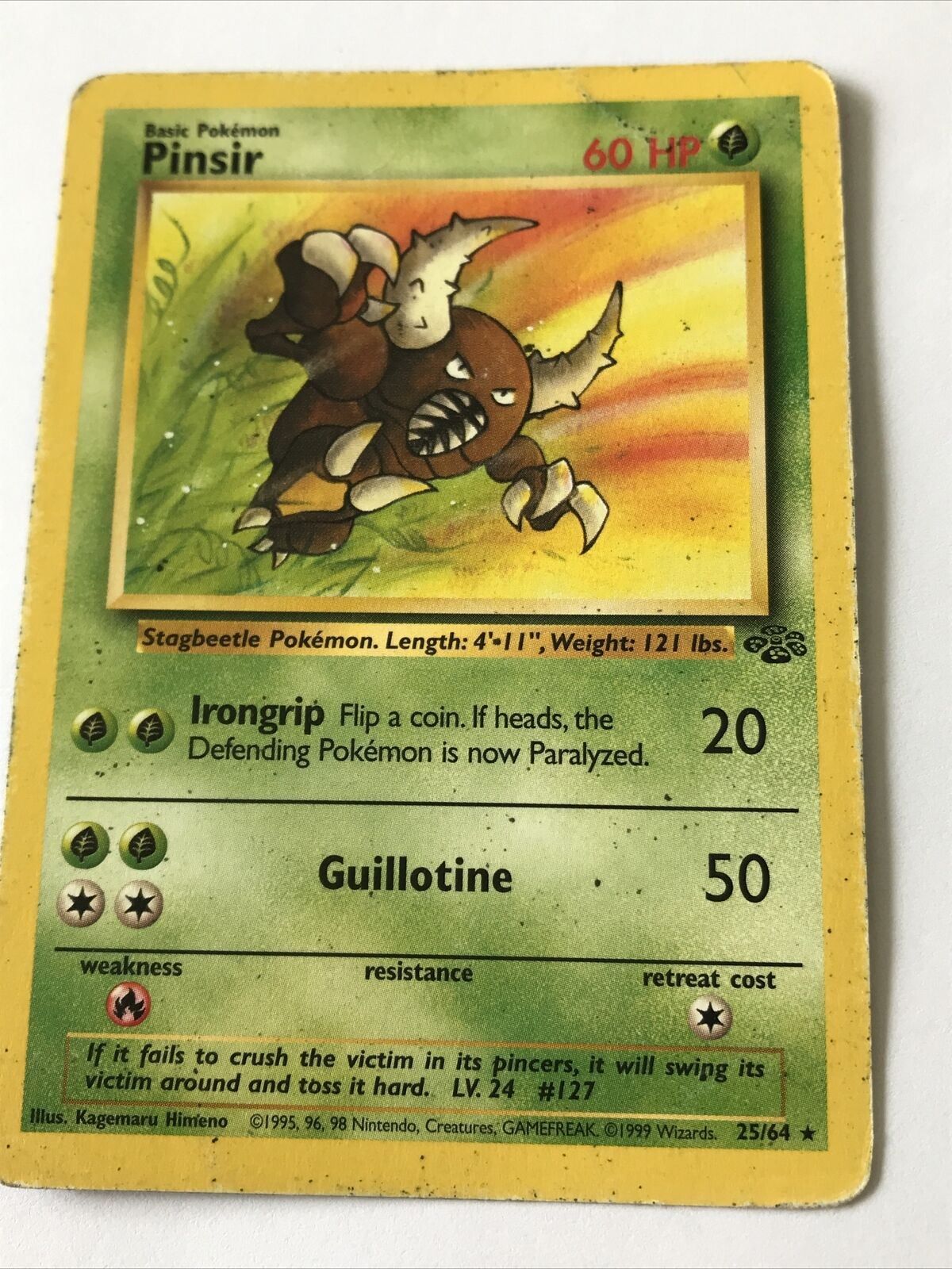 Vintage Pokemon card PINSIR 25/64 Wizards 1999 Played Basic WOTC