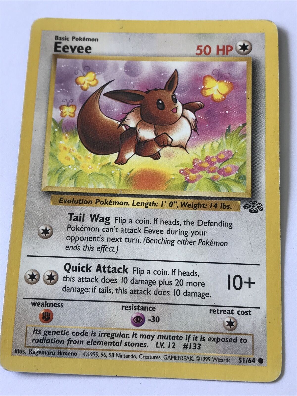 Vintage Pokemon card EEVEE 51/64 Wizards 1999 Played Basic WOTC