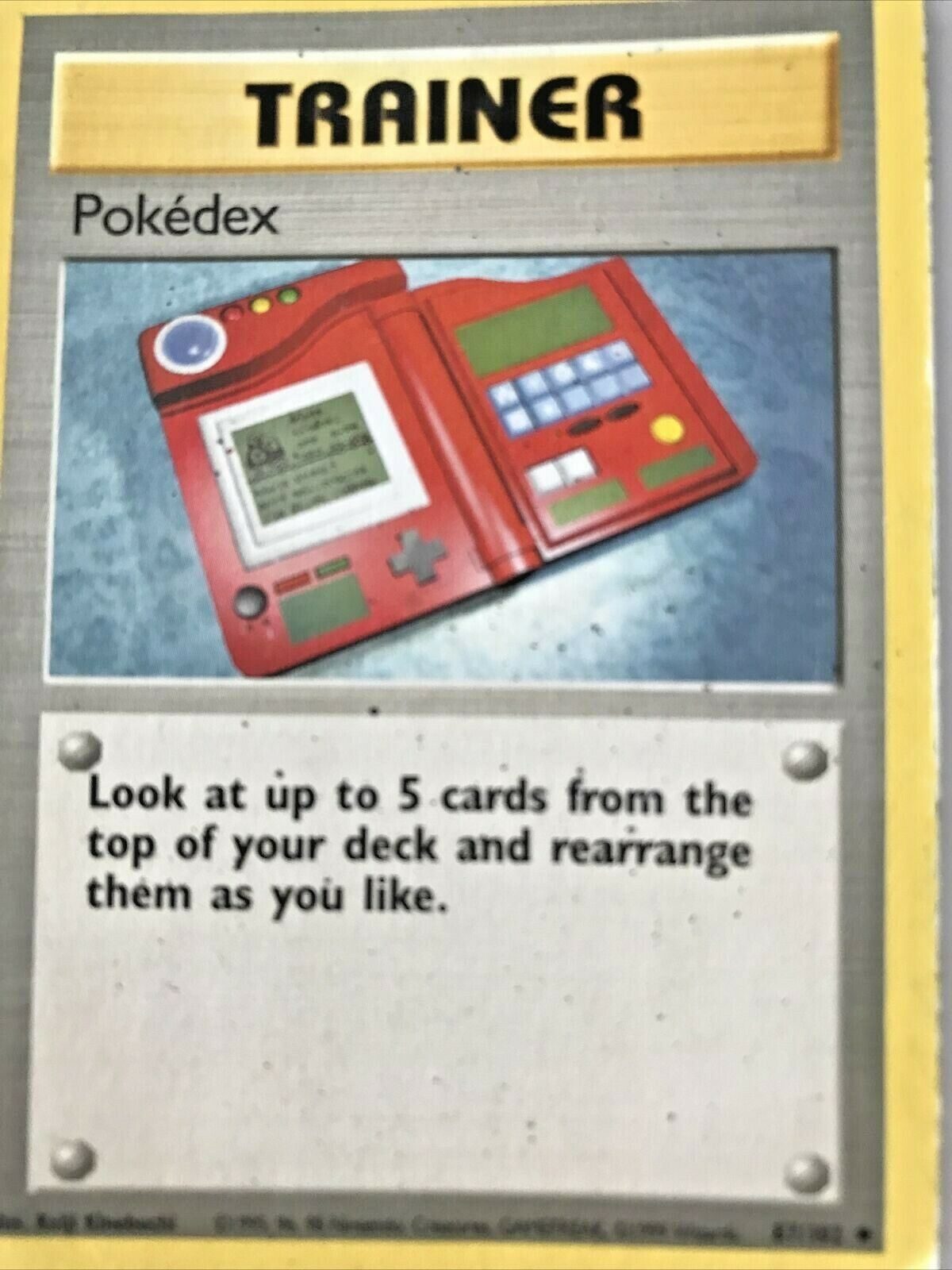 Vintage Pokemon card TRAINER POKÉDEX  Wizards 1999 Played  WOTC