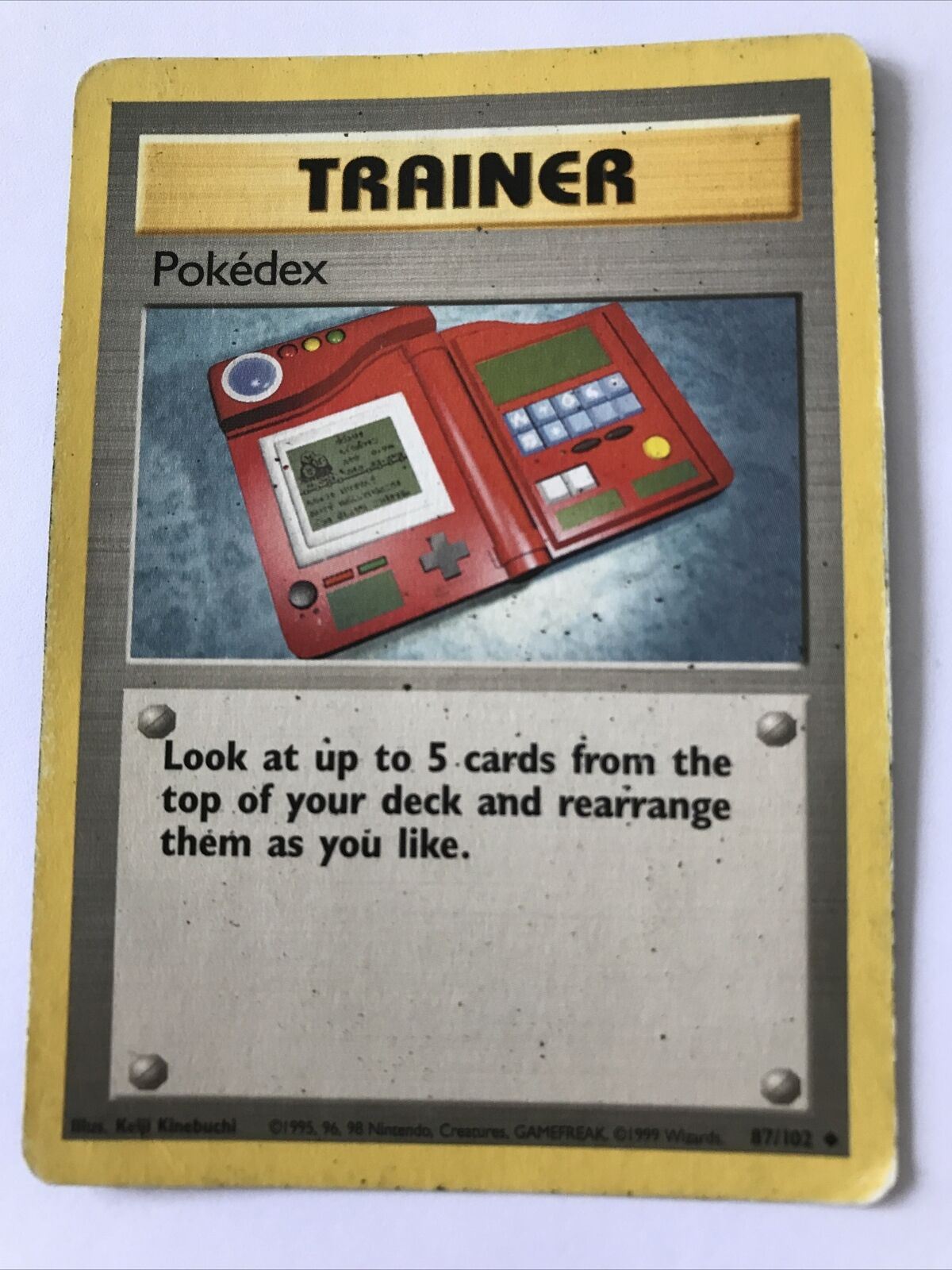 Vintage Pokemon card TRAINER POKÉDEX  Wizards 1999 Played  WOTC