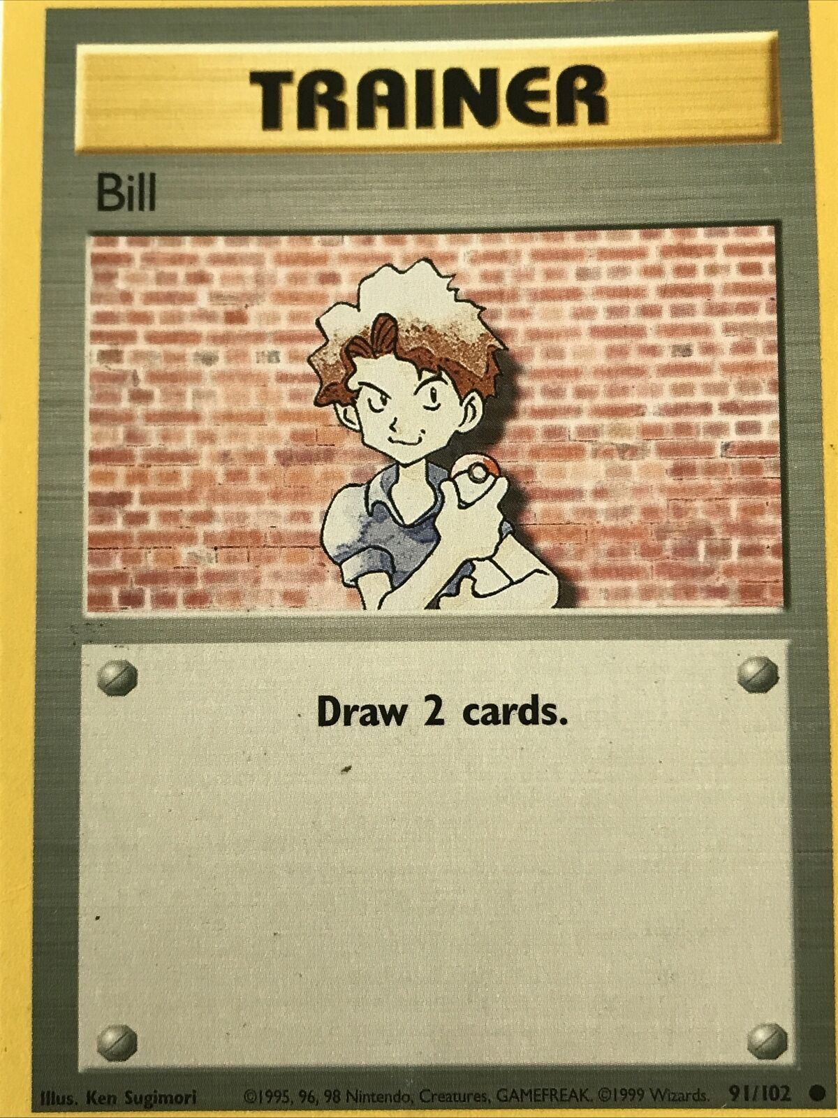 Vintage Pokemon card TRAINER BILL 91/102 Wizards 1999 Played  WOTC