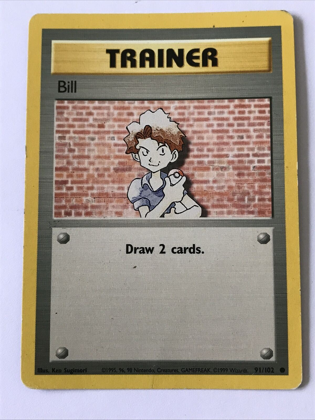 Vintage Pokemon card TRAINER BILL 91/102 Wizards 1999 Played  WOTC