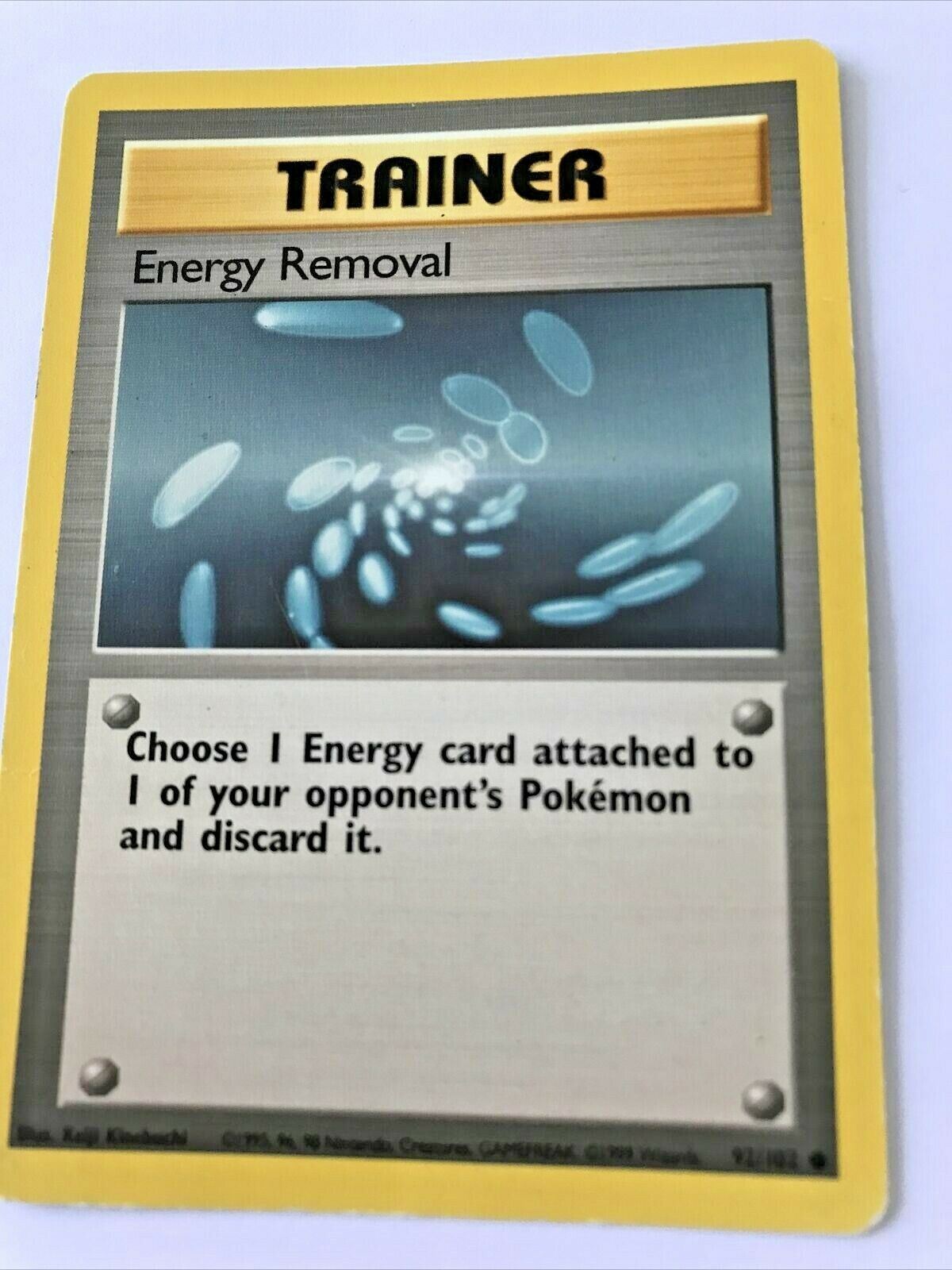 Vintage Pokemon card TRAINER ENERGY REMOVAL 92/102 Wizards 1999 Played  WOTC