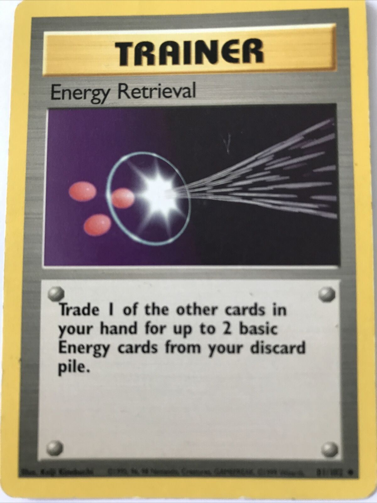 Vintage Pokemon card TRAINER ENERGY RETRIEVAL 81/102 Wizards 1999 Played  WOTC