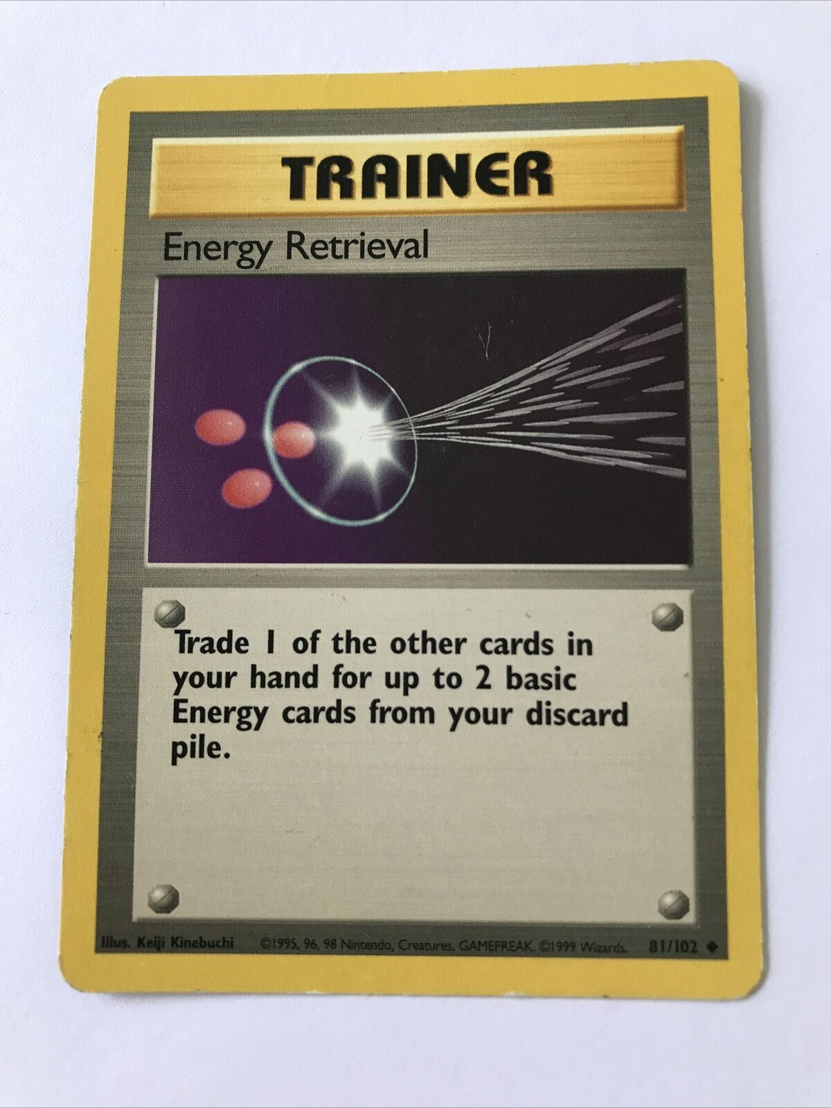 Vintage Pokemon card TRAINER ENERGY RETRIEVAL 81/102 Wizards 1999 Played  WOTC