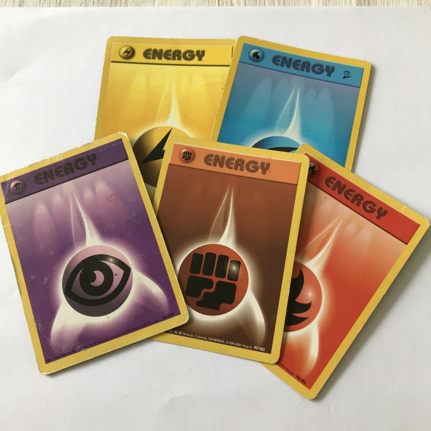 Vintage Pokemon cards Set Of 5 ENERGY CARDS Wizards 1999 Played  WOTC