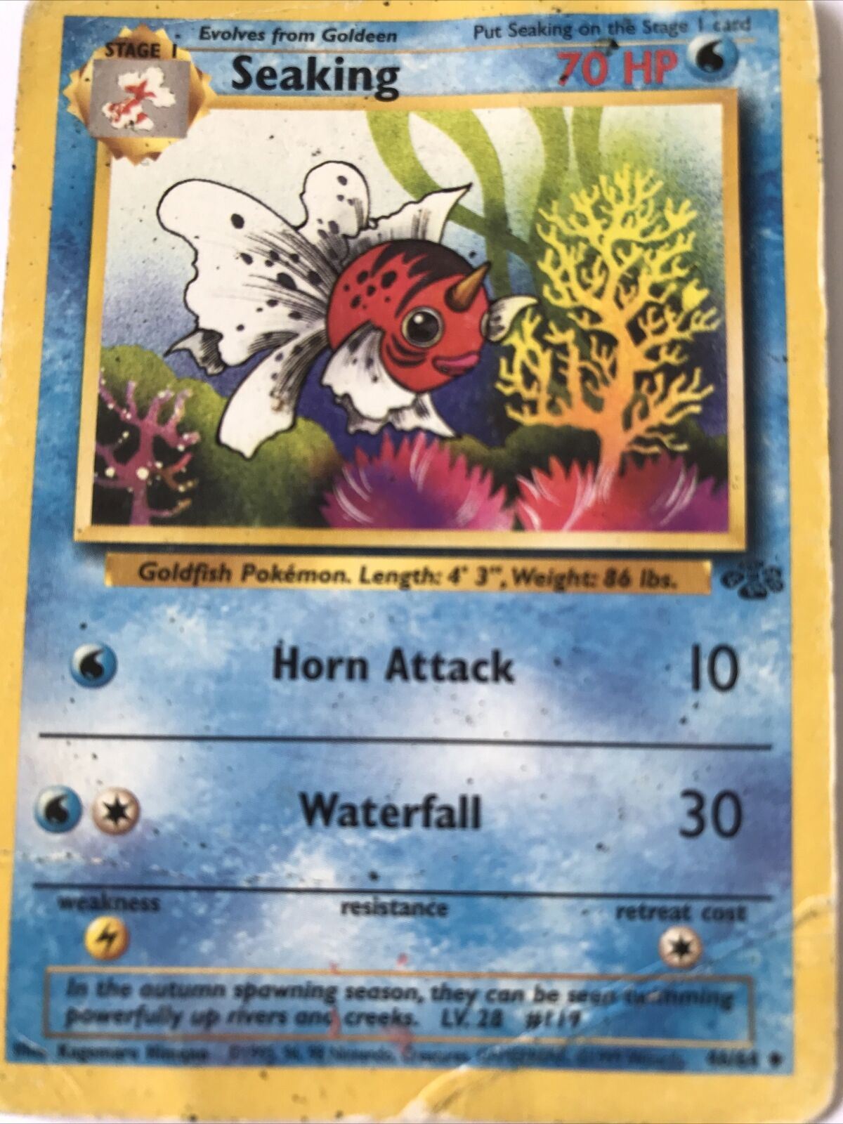 Vintage Pokemon card 46/64 SEAKING Wizards 1999 Played  WOTC Stage 1 Evolve