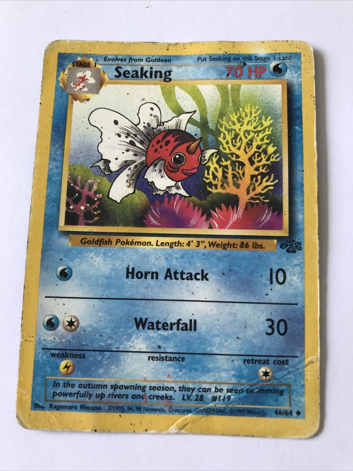 Vintage Pokemon card 46/64 SEAKING Wizards 1999 Played  WOTC Stage 1 Evolve