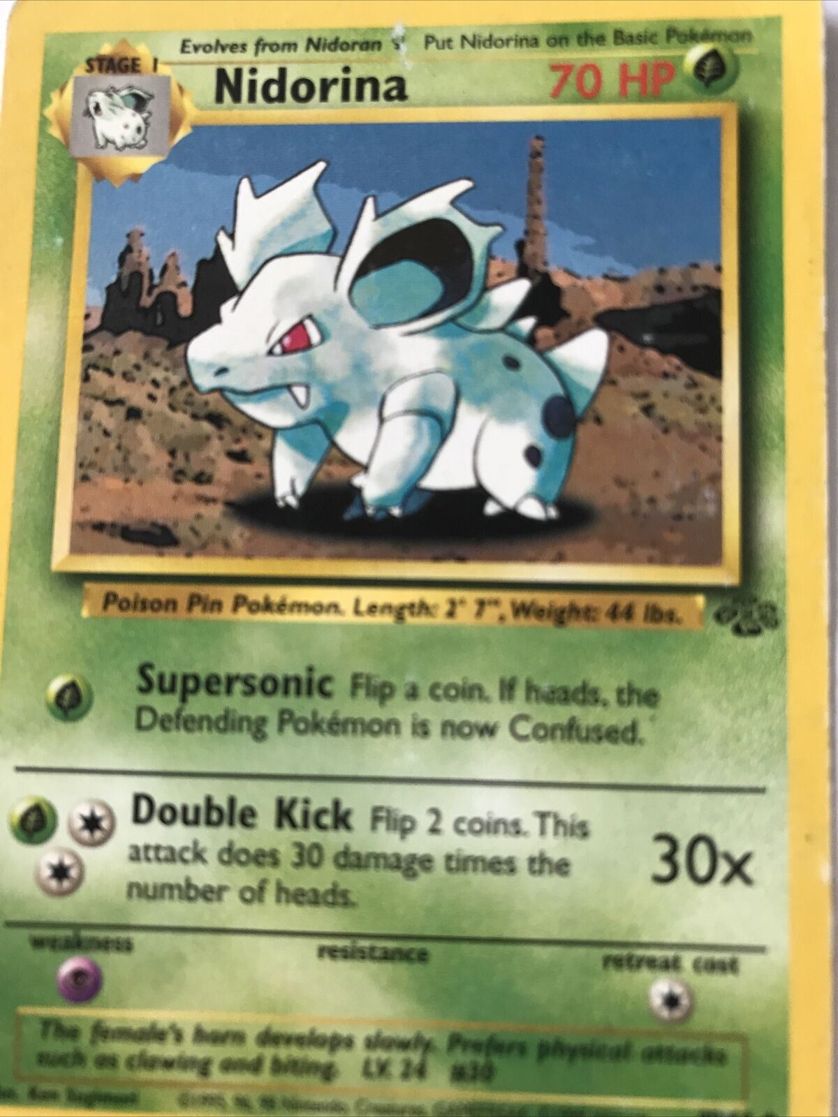 Vintage Pokemon card 40/64 NIDORINA Wizards 1999 Played  WOTC Stage 1 Evolve