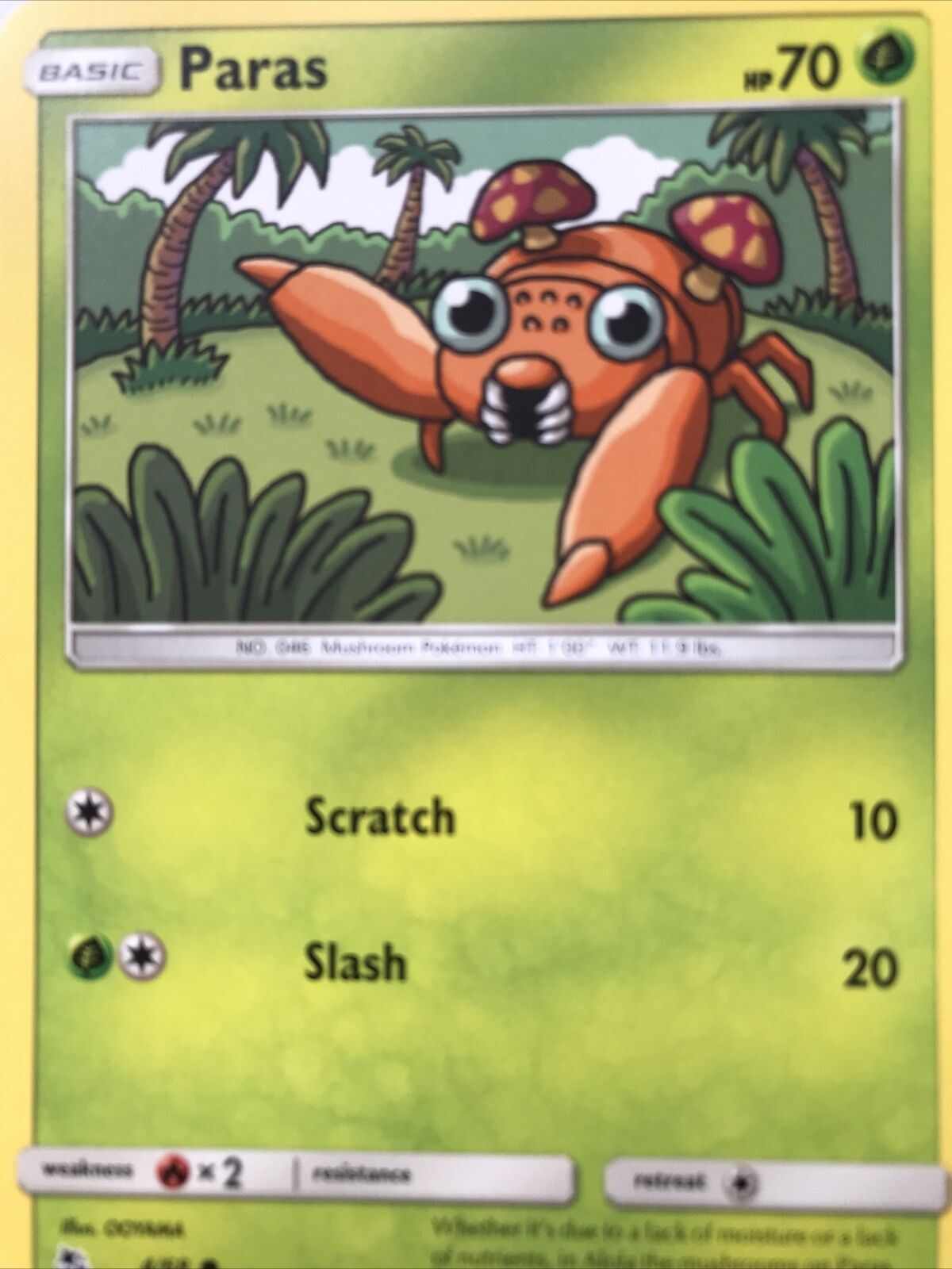 2019 Pokemon CardPARAS  Pack Fresh HP70 Mushroom 4/68 No. 46 Basic