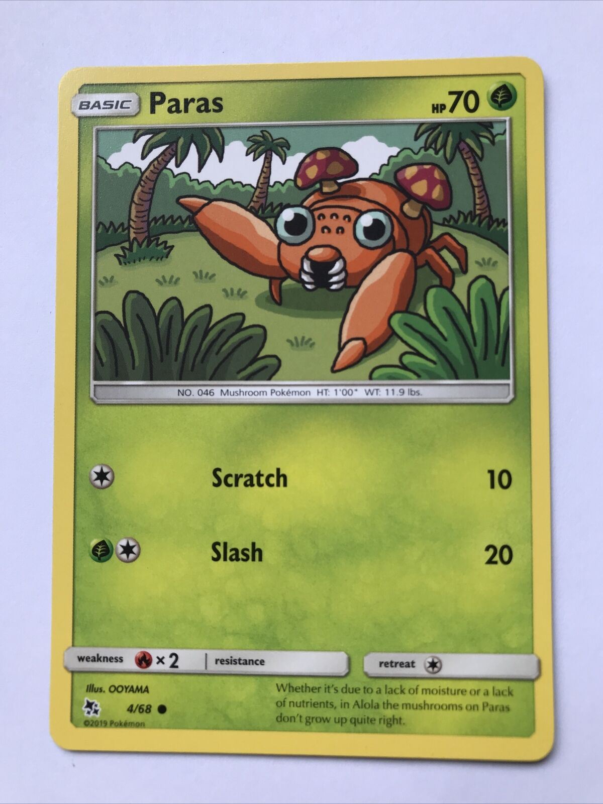 2019 Pokemon CardPARAS  Pack Fresh HP70 Mushroom 4/68 No. 46 Basic