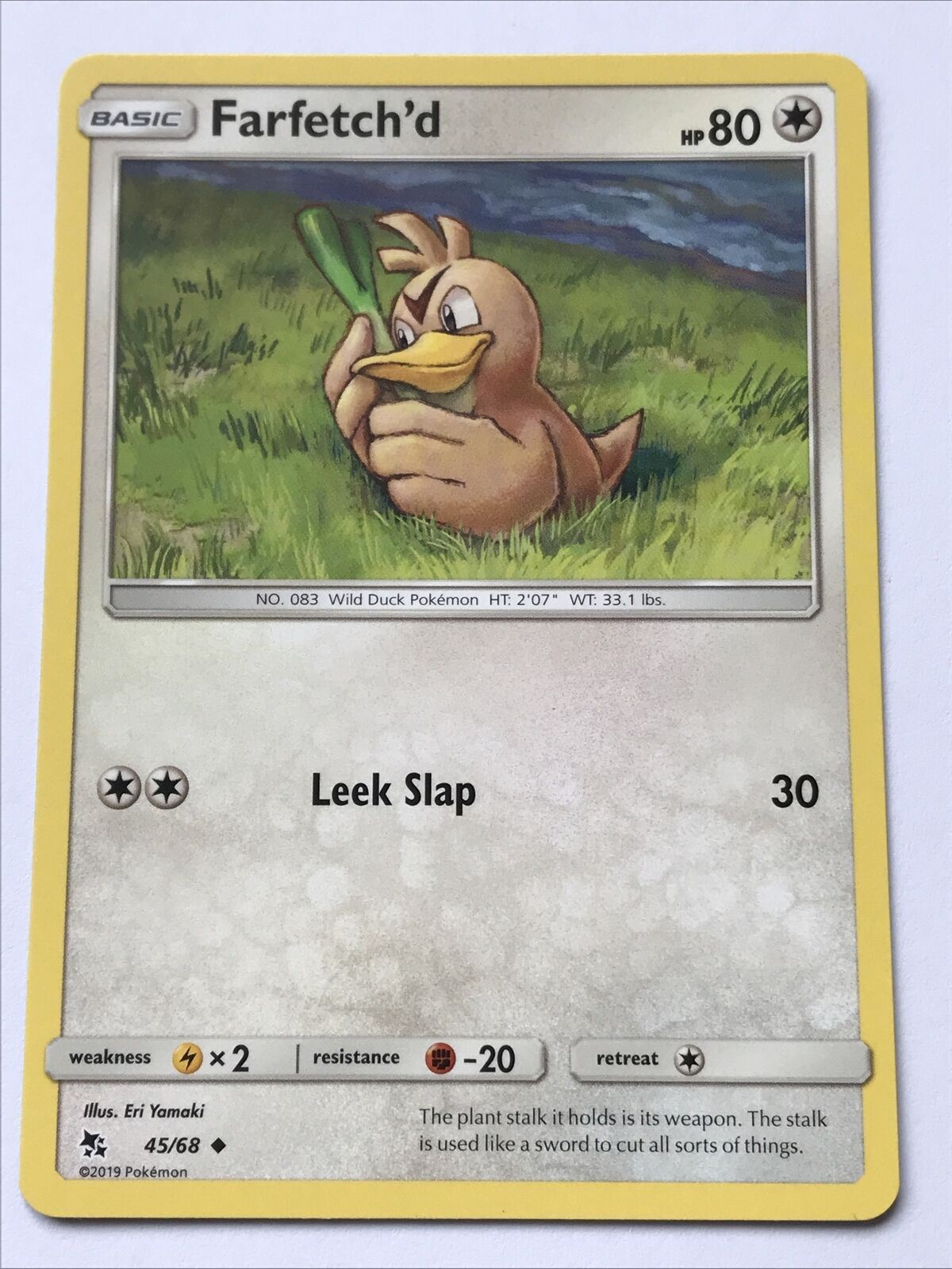 2019 Pokemon Card FARFETCH’D  Pack Fresh HP80 Wild Duck 45/68 No. 83 Basic