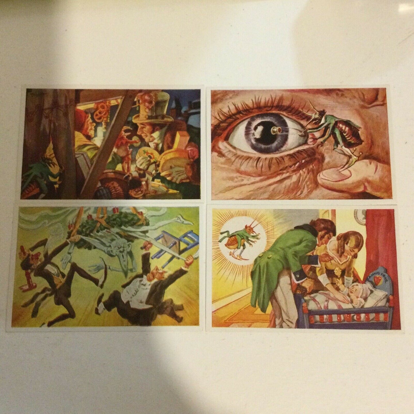 4 X Vintage 1930s Master Flea Images. Sammelwerk Cigarette Cards Nos. 71-74 Floh