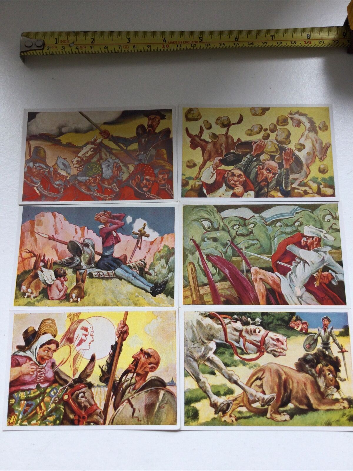 6 X Vintage 1930s Don Quixote Images. Sammelwerk Cigarette Cards Nos. 92-97 VGC